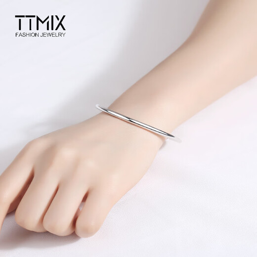 TTMIX platinum bracelet, adjustable push-pull PT950 platinum bracelet for women, versatile smooth hand ornament, hollow 17.1-17.3g, width 3.4mm