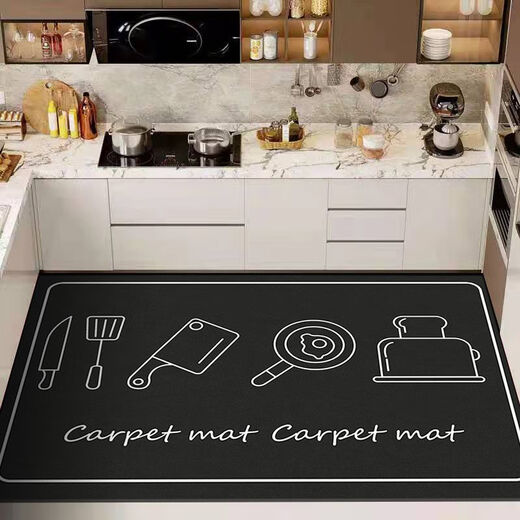 Xuxian floor mats, kitchen floor mats, stain-resistant mats, household non-slip carpets, water-absorbent and oil-proof, large-area custom-made foot mats, gray style, 120*200cm, versatile