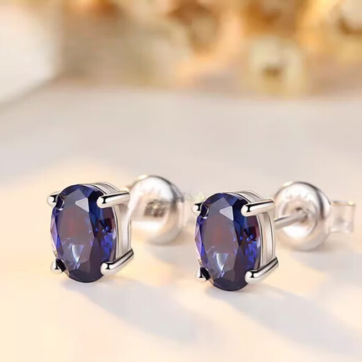 Fat Donglai's same style sapphire earrings for women, Japanese and Korean fashion colored gemstone earrings, tanzanite earrings accessories