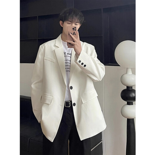 Purgos Wang Jiaer's same style black suit jacket men's spring and autumn high-end handsome British yuppie men's shoulder pad dk suit black XL