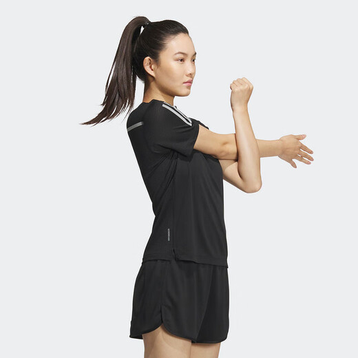 Adidas short-sleeved women's summer sports running training fitness breathable fast drying comfortable and fashionable casual round neck T-shirt JF1477 M