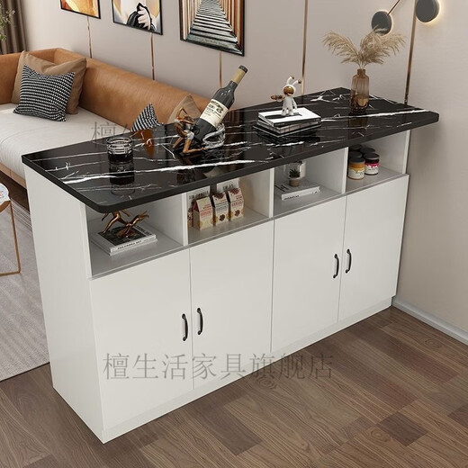 Hualade home bar table kitchen restaurant partition cabinet multi-functional entrance cabinet modern simple small bar wine cabinet high table white cabinet + marble color countertop + white cabinet length 60 double doors