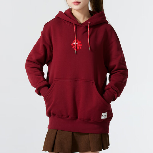 耐克（NIKE）女装上衣 2025春季新款运动服跑步休闲连帽针织衫宽松卫衣套头衫 HV8461-677/红色新年款 M (160/84A)