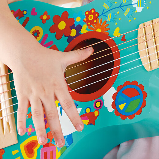 
Hape Flower Spring Guitar 3 years old + children's baby entry-level ukulele music toys to cultivate musical sense for men and women Flower Spring Guitar