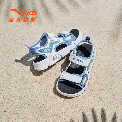 ANTA children's sandals for boys 2026 summer new open-toe soft sole breathable sports comfortable bubble beach shoes era blue/Anta white-1 31