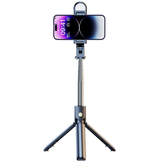 Xiaomi (MI) oppo Apple Universal 2024 new selfie stick tripod photography and shooting mobile phone stand dedicated triangle 360 ​​degree rotating universal portable handheld multifunctional stabilizer 70 cm black [integrated folding stable triangle support] includes Bluetooth remote control.