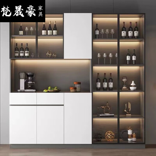 JPHZNB2025新款餐边柜高柜一体靠墙现代简约轻奢客厅餐厅家用茶水酒柜收 款12240*40*220包安装