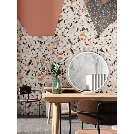 Clcey Colored Colored Terrazzo Tiles 600x1200 Salle de vie et de salle à manger Gris Soft Light Antique Tiles Shopping Mall Clothing Store Anti-Slip 600 * 1200 12805