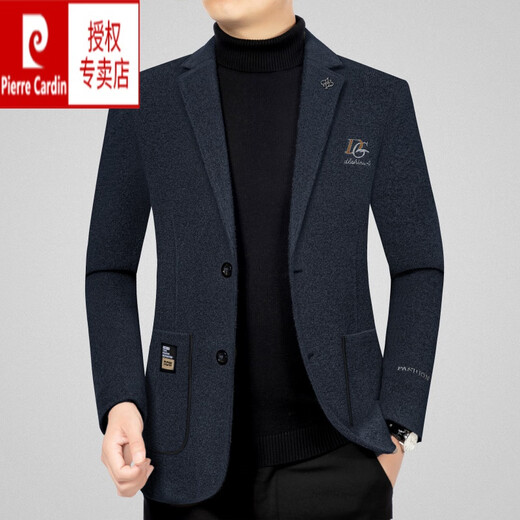 皮尔卡丹男装西装外套男秋季新款商务休闲修身羊毛呢西服上衣男 咖色99211B M 170