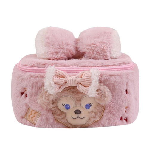 Shirley Rose Cosmetic Bag Large Capacity Portable Travel Bag Plush Cute Handbag High-Looking Furry Storage Bag Pink