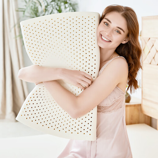 Elegant bamboo Thai natural latex pillow core Imported adult pillow comfortable and breathable high and low pillow Wave pillow fresh style + inner cover Single gift box Medium pillow 60*40*8/10