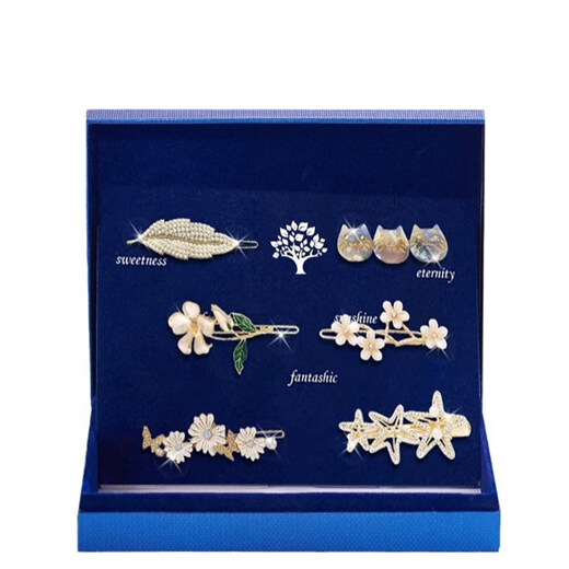 QUAMER hair accessories gift box set one week hair clip hair clip temperament bangs clip girl birthday gift fairy edge clip six-piece set