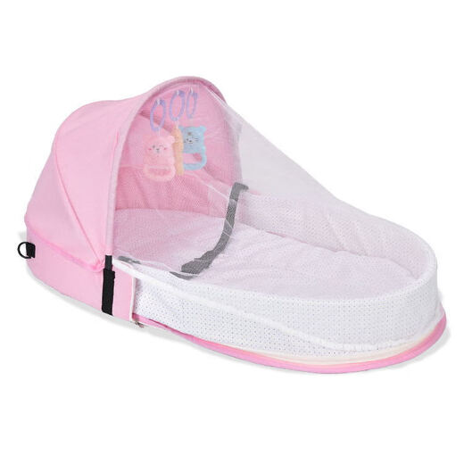 Bara Pig newborn baby mosquito net anti-mosquito cover bed bed fence portable removable baby foldable bb anti-accidental pressure bed pink