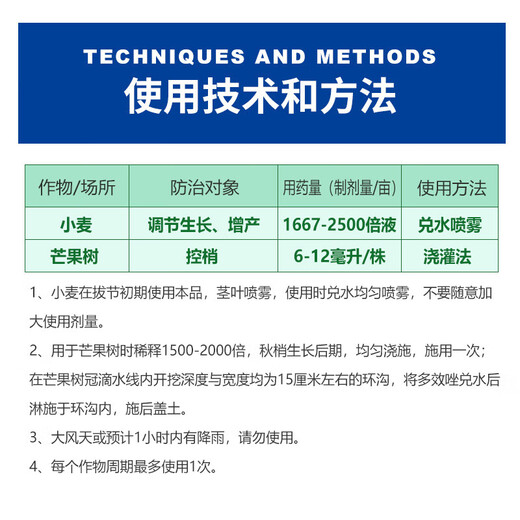 25% paclobutrazol fruit tree, mango growth control, shoot dwarfing agent, wheat adjustment and yield increase plant growth regulator 500g (full box of 20 bottles)