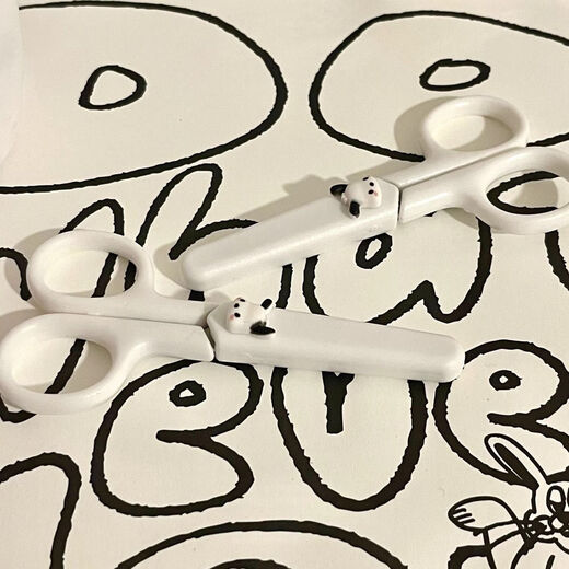 Ins creative cartoon scissors cute pacha dog girl heart utility knife student handmade dual-purpose scissors two-in-one portable cold white scissors-white pacha dog style-1 piece