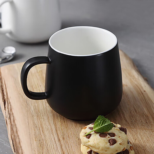 Dining General Ceramic Mug with Spoon and Cover Coffee Cup Martin Cup Couple Cup Milk Cup Breakfast Cup Black