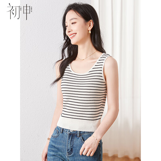First application of spring and summer knitted vest for women, simple, versatile, large U-neck, fashionable inner and outer top S141B4262