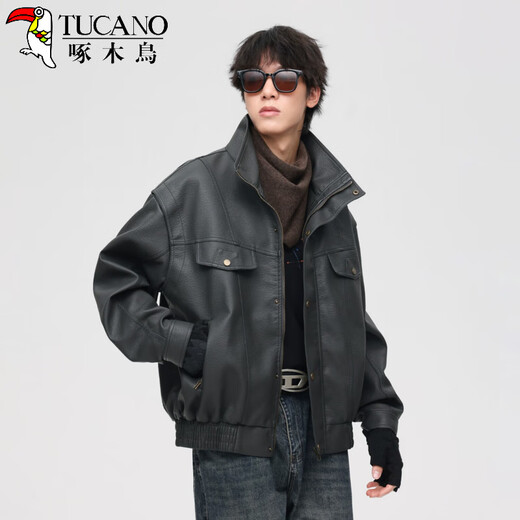 
Woodpecker (TUCANO) retro motorcycle soft leather jacket men's American emulated leather handsome short autumn and spring high-end pilot jacket Black L suitable for 120-140Jin [Jin equals 0.5 kg] Suitable for 120-140Jin [Jin equals 0.5 kg]