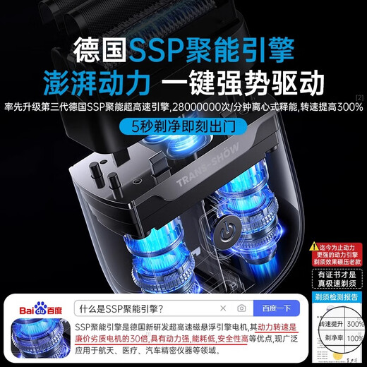 
Quanshang TRANS SHOW [German brand丨No stubble] Razor men's electric razor portable reciprocating fast charging mini portable full body wash to give boyfriend husband's birthday gift [Ruifenglan] shaving speed increased by 300%/180 days of super long battery life. 2025 new model/faster shaving/cleaner/
