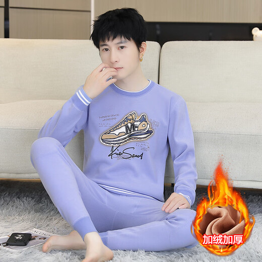 柏乐迪男孩保暖内衣套装初中学生加绒加厚棉毛衫青少年大童冬季秋衣秋裤 683卡其（上衣+裤子）加绒加厚 180 3XL 135-150斤左右