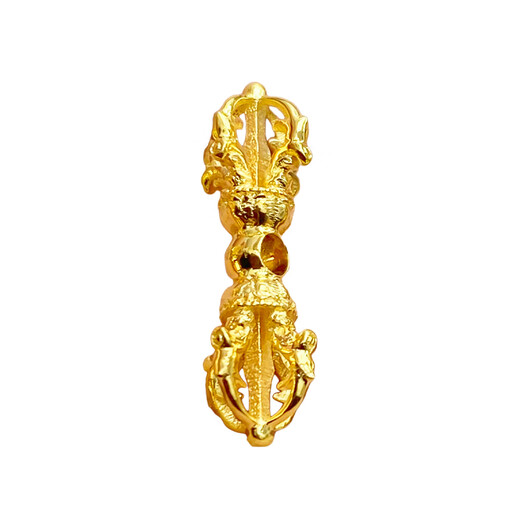 Tan Jin 18K gold spacer accessories vajra pestle vajra bell ornament bracelet jade pearl jewelry diy gold accessories 17.6*6mm single 0.83-0.86g