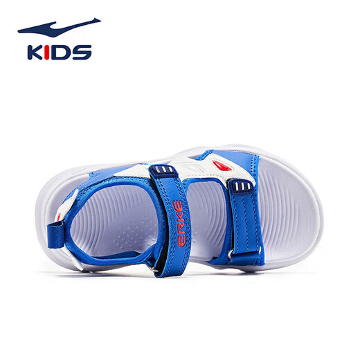 Hongxingerke (ERKE) children's shoes neutral children's sandals children's color spliced ​​leak-toed sandals white/interstellar blue 31