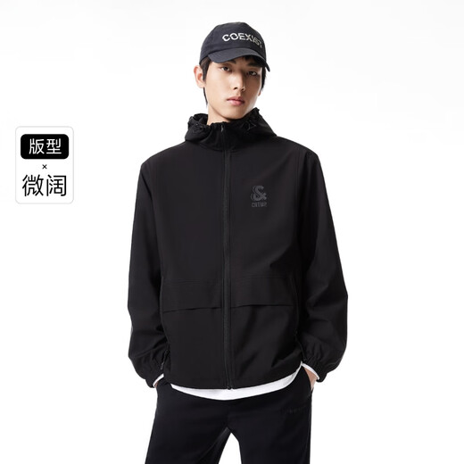 JACK&JONES Men's Trendy Autumn Jacket Men's Hooded Windproof Top Outdoor Casual Jacket Short Versatile Jacket Men E41 Black M (175)