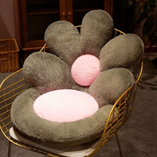 Feather pocket flower seat cushion butt cushion office sedentary chair cushion backrest all-in-one student dormitory floor butt cushion white flower anti-rabbit plush 50*50cm non-slip and comfortable
