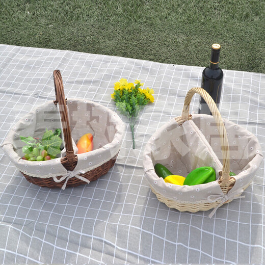 Sushu Home Covered Towel Basket with Cover and Partition Willow Rattan Picnic Basket Shopping Gift Basket Hotel Property Haidilao Towel Cleaning Basket Brown Linen Large Size