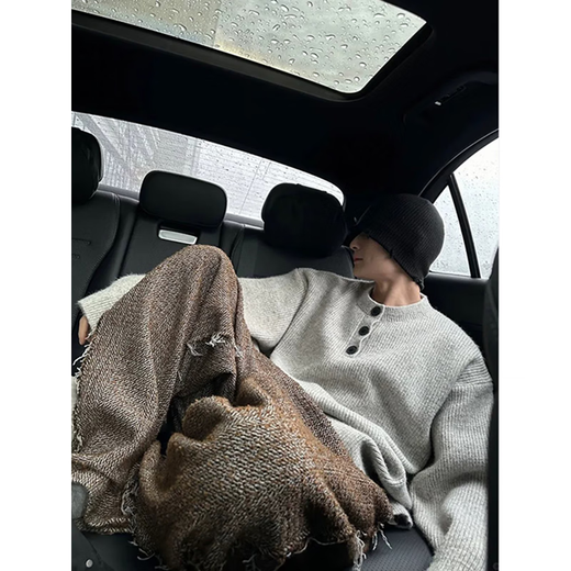 7 excellent products Lazy style sweater men's autumn and winter new retro Henry collar woolen sweater jacket loose top men SBXS-S32 light gray L