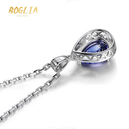 BOGLIA brand necklace for women, tanzanite inlaid with diamonds, 18 gold K pendant, clavicle chain, New Year's birthday gift, 1.2 carat tanzanite necklace