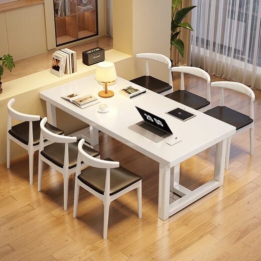 Yaqu full solid wood Zhuozi living room large long desk home dining table integrated workbench widened large board study desk writing desk C9902 ivory white single table 140x80x75cm [desktop 65mm]