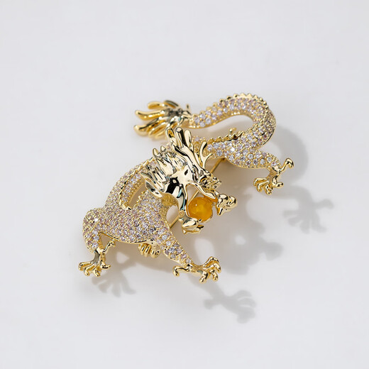 Qlady Year of the Dragon brooch, high-end women's brand corsage, anti-exposure pin, temperament silk scarf button, suit accessories, annual meeting gift, gold, no Specifications