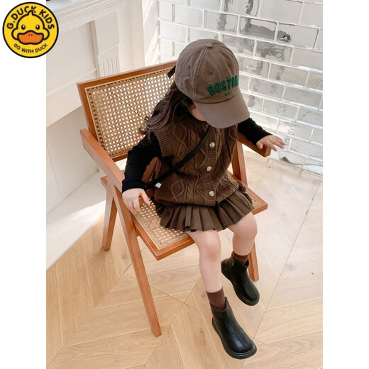
G.DUCKKIDS girls' short boots autumn and winter 2024 new leather-town children's Martin boots British boys' leather boots plus fleece baby boots Black single [Safety one] Size 21, inner length is about 14c