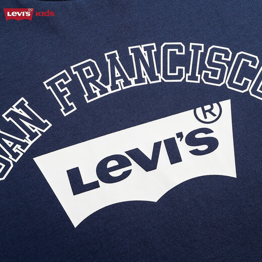 Levi s Levi's children's clothing for boys and girls pure cotton long-sleeved T-shirt spring and autumn holiday two-piece children's tops dark indigo 130/64 recommended height 116-122cm