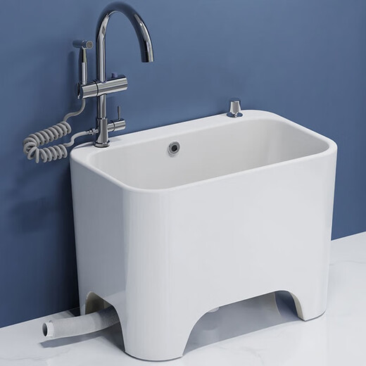 Darv Mop Pool Home Balcony Ceramic Washing Large Outdoor All-in-One Mop Pool Tall Footed Sitting Faucet Floor Basin J-T4 Taiwan Controlled Water + Sitting Sprinkler