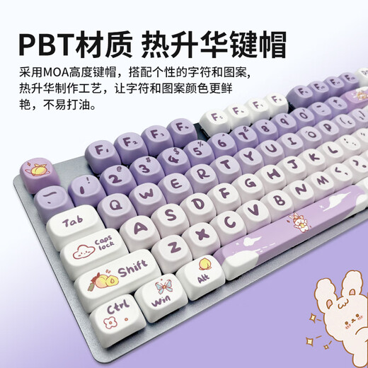 Logitech [Little Rabbit Purple] K845 mechanical keyboard Gaming keyboard Office keyboard Full size Office and home backlight e-sports chicken keyboard MOA height ball keycap K845-Blue axis-Little Rabbit Purple+G102 wired mouse black