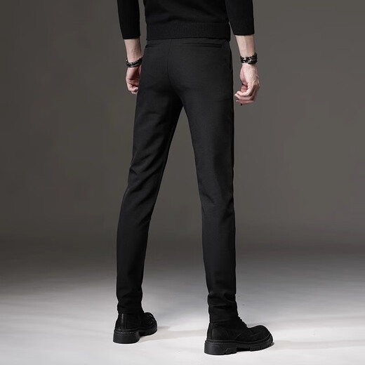 休闲裤子男春秋款时尚韩版小脚修身长裤男士冬季加绒商务小西裤男 833黑色（常规） 31