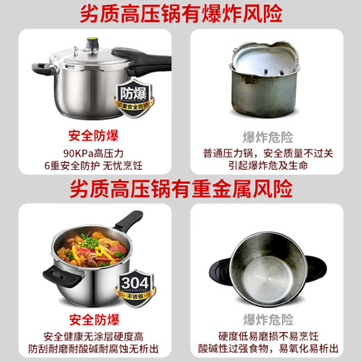 ASD ASD pressure cooker 304 stainless steel six insurance 5.5L pressure cooker gas induction cooker universal WG1822DN