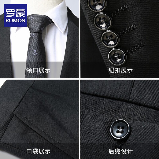 Luo Meng high-end no-iron anti-wrinkle suit men's business casual wedding formal suit jacket top men's black (suit + trousers + shirt + gift bag) 2XL