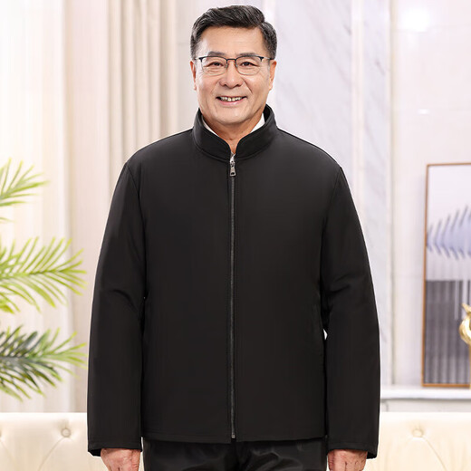 IMPRESSWIT Genuine Sheepskin Jacket Fur One-piece Northeastern Middle-aged Men's Cotton Jacket Winter Lamb Wool Lined Cotton Clothes Jacket Stand Collar Full Leather Cut Lamb Wool 3XL Recommendation 140-160Jin Jin equals 0.5 kg