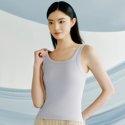 Three Guns 2-piece Women's Vest Pure Cotton Rib Breathable Slim Cotton No Side Seams Inner Can Be Weared Outside Sling Bottoming Shirt Light Beige + Leather Pink XL