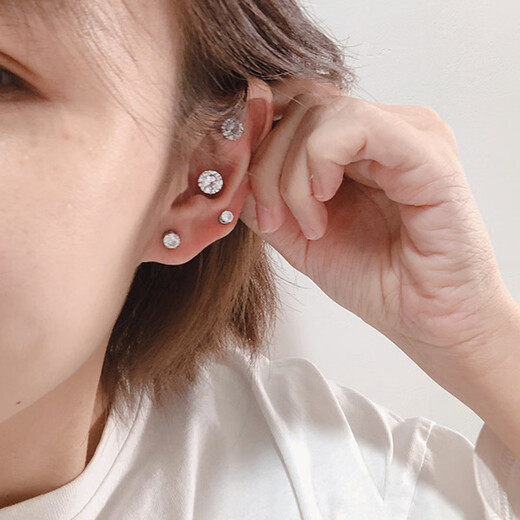 Decorative Show Magnetic No-piercing Ear Clip for Women Flash Diamond Cochlear Nail Men's Iron-Suction Ear Bone Clamp Cochlear Zircon Ear Bone Nail Ear Nail Ear City 4mm 5mm 6mm White Diamond Ear Nail 3 Pairs