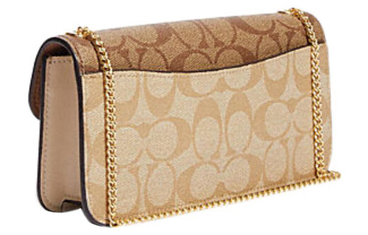 COACH Morgan 20 Classic Presbyopia Buckle Closure Canvas and Leather Shoulder Crossbody Bag Small Women's Brown Yellow Counter Gift Box