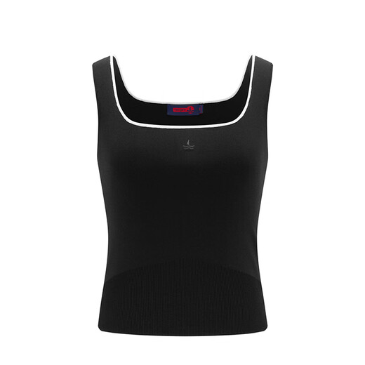 Navigare意大利小帆船女士吊带衫百搭背心夏季无袖内搭修身针织打底衫女 暗夜黑/白 XL