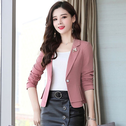 Woodpecker with skirt short small suit for women 2025 spring and autumn new slim waist professional suit small man jacket formal black L recommended 110-120 Jin Jin equals 0.5 kg