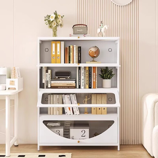 Yushili Steel Staubdichtes Bücherregal mit Glastüren Haushaltsaufbewahrungsschrank mehrschichtige bodengesteuertes Kinderbuchhandel Eisenschrank Weiß 5 Türen-Länge 600*Breite 350*Höhe 1695 mm