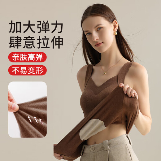 Ancient and modern (GUJIN) seamless thermal vest women's bottoming camisole with chest pad containing mulberry silk patch women's new autumn and winter style