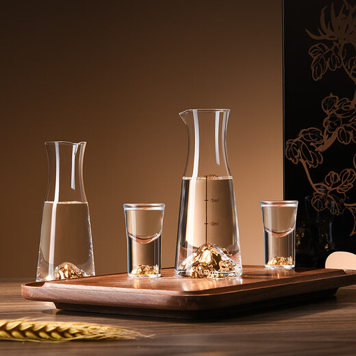 Cheer Jinshan high-end liquor cup dispenser 100ml wine set small wine glass glass jug 6 pots 6 cups gift box set