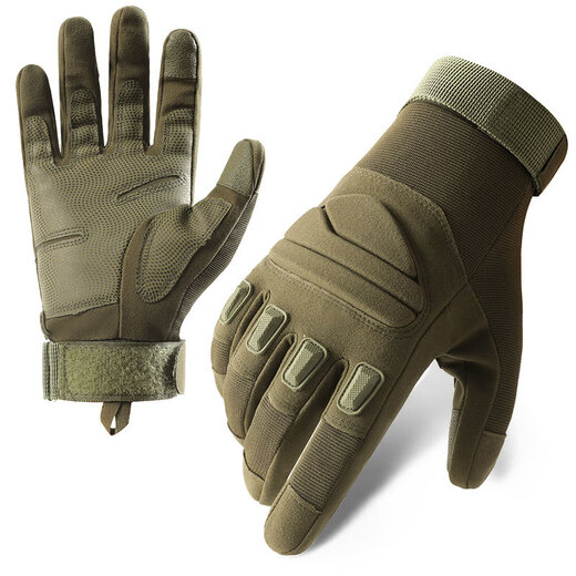 Hella's full-finger outdoor military fan tactical gloves for men are super fiber protective rock climbing cycling sports non-slip fitness training gloves Z187 sand color M